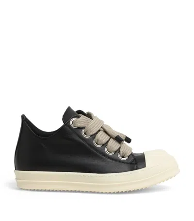 Rick Owens Leather Jumbo Low-top Sneakers In Black