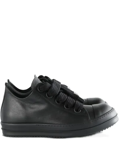 Rick Owens Leather Lace-up Sneakers In Black