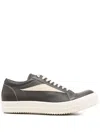 Rick Owens Vintage Suede-trimmed Leather Sneakers In Gray