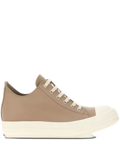 Rick Owens Leather Lace-up Trainers In Neutral