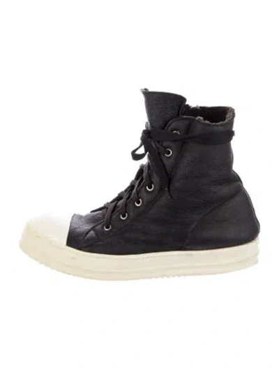 Pre-owned Rick Owens Leather Lace-up Boots In Black
