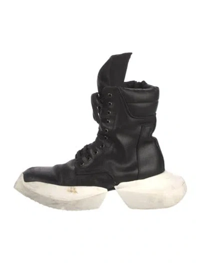 Pre-owned Rick Owens Leather Lace-up Boots In Black
