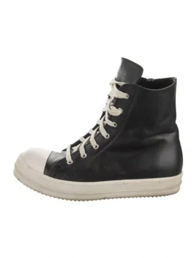 Pre-owned Rick Owens Leather Lace-up Boots In Black