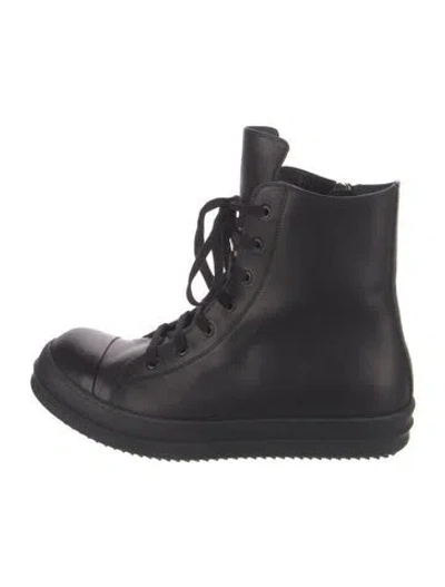 Pre-owned Rick Owens Leather Lace-up Boots In Black
