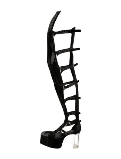 Pre-owned Rick Owens Leather Lace-up Boots In Black