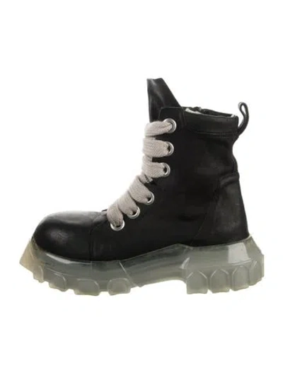 Pre-owned Rick Owens Leather Lace-up Boots In Black