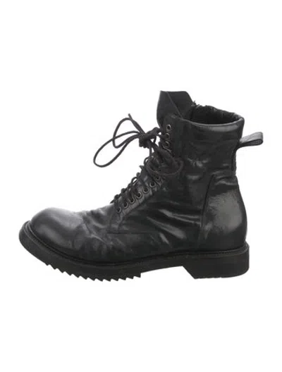 Pre-owned Rick Owens Leather Lace-up Boots In Black