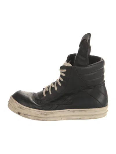 Pre-owned Rick Owens Leather Lace-up Boots In Black