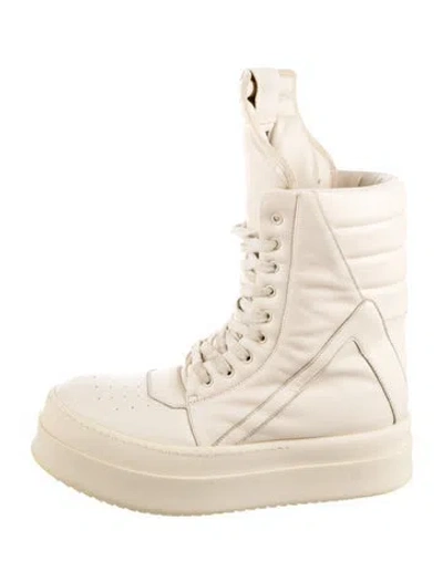Pre-owned Rick Owens Leather Lace-up Boots In Neutral