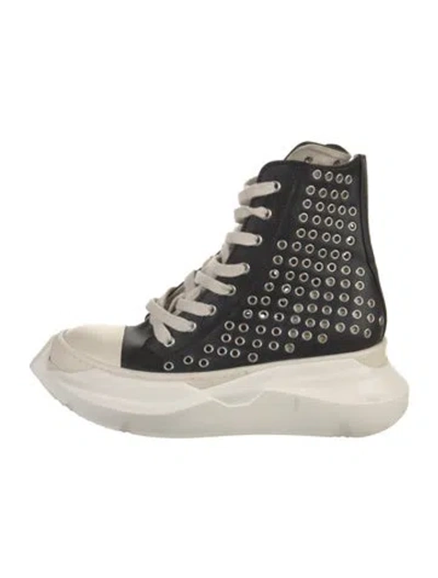 Pre-owned Rick Owens Leather Lace-up Boots In White