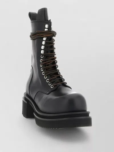 Rick Owens Leather Lace-up Combat Boots In Black