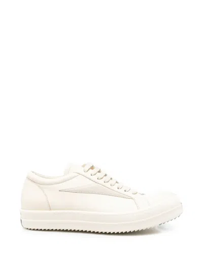 Rick Owens Leather Lace-up Fastening Sneakers In Neutral