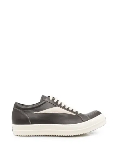 Rick Owens Leather Lace-up Sneakers In Black