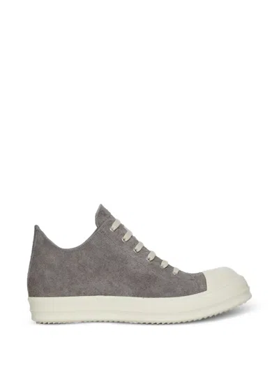 Rick Owens Leather Lace-up Sneakers In Gray