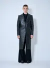Rick Owens Men Leather Lido Coat In Black