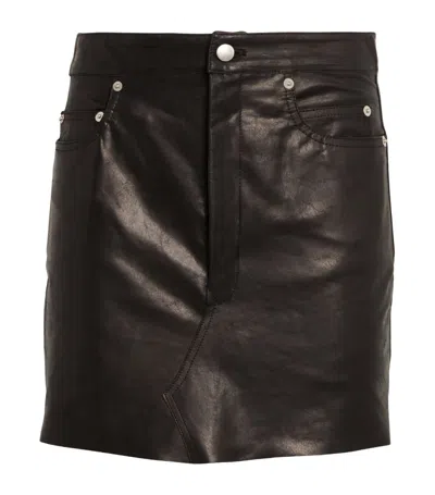 Rick Owens Leather Lido Mini Skirt In Black