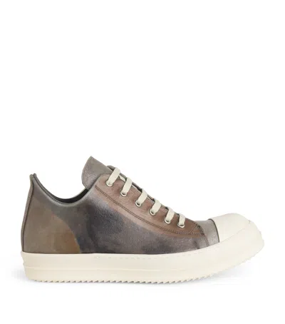 Rick Owens Leather Low-top Sneakers In Beige