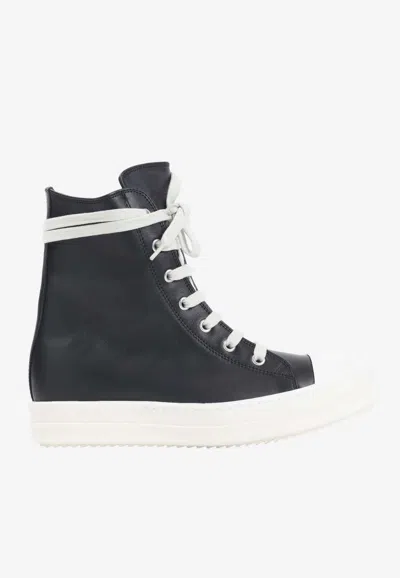 Rick Owens Leather Low-top Sneakers In Black