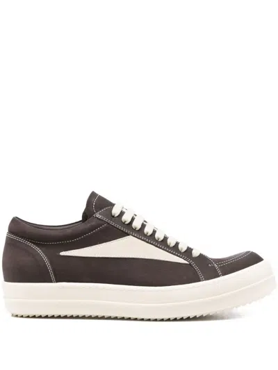 Rick Owens Leather Low-top Sneakers In Brown