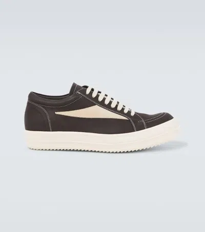 Rick Owens Leather Low-top Sneakers In Brown