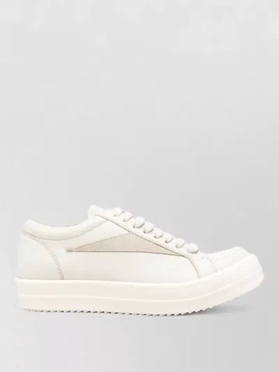 Rick Owens Leather Low Top Sneakers Panel Detailing In White