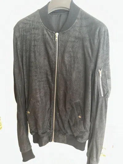 Pre-owned Rick Owens Leather Ma1 Jacket In Size 50 In Black