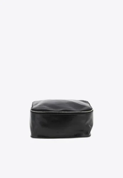 Rick Owens Leather Make-up Bag In Black