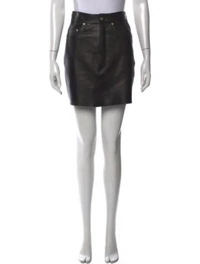 Pre-owned Rick Owens Leather Mini Skirt In Black