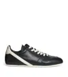 Rick Owens Black Low-top Sneakers With Contrasting Details In Leather Man In Black