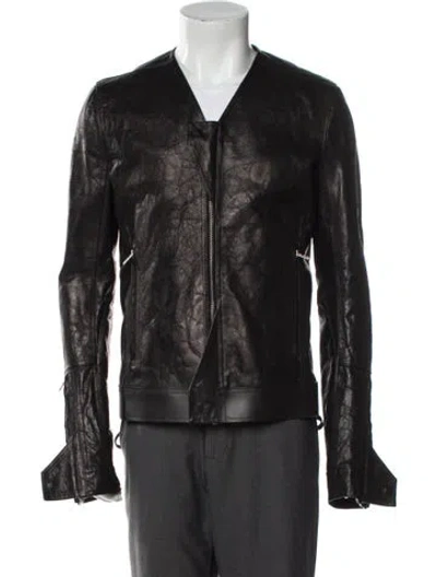 Pre-owned Rick Owens Leather Moto Jacket In Black