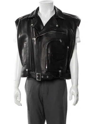 Pre-owned Rick Owens Leather Moto Jacket In Black