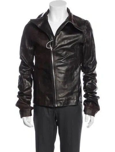 Pre-owned Rick Owens Leather Moto Jacket In Black