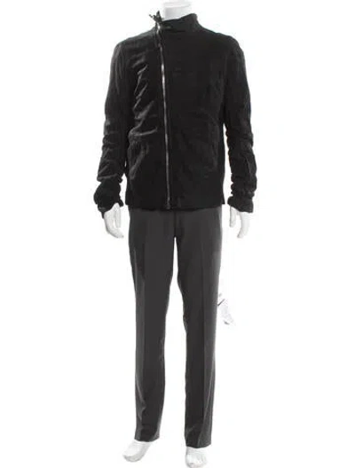 Pre-owned Rick Owens Leather Moto Jacket In Gray