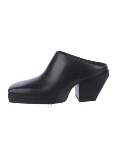 Pre-owned Rick Owens Leather Mules In Black