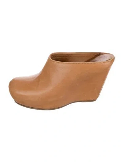 Pre-owned Rick Owens Leather Mules In Brown