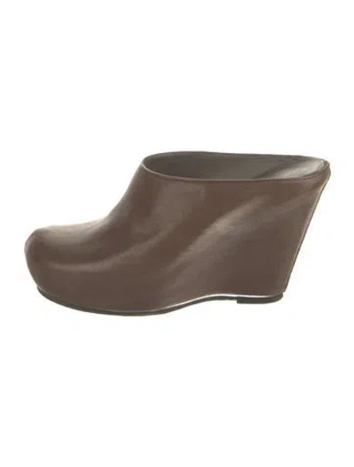 Pre-owned Rick Owens Leather Mules In Brown