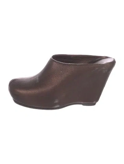 Pre-owned Rick Owens Leather Mules In Brown