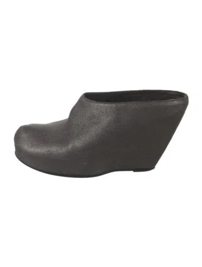 Pre-owned Rick Owens Leather Mules In Silver
