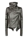Rick Owens Women Leather Naska Biker Jacket In Grey
