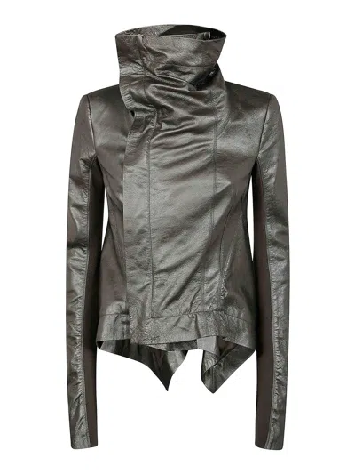 Rick Owens Handkerchief-hem Leather Jacket In Grey