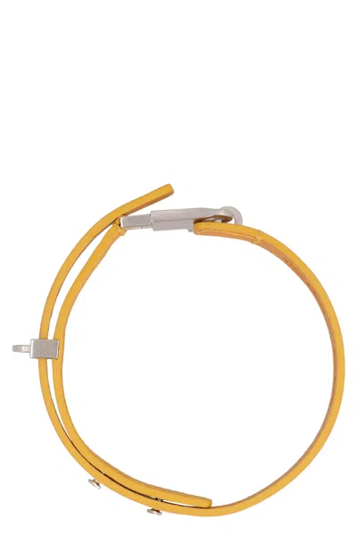 Rick Owens Leather Necklace In Mustard