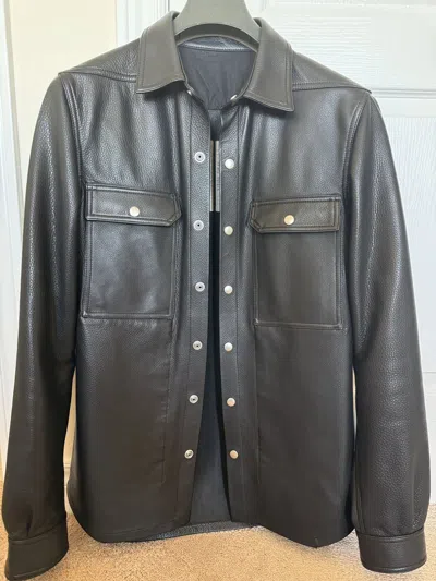 Pre-owned Rick Owens Leather Outer Jacket In Black