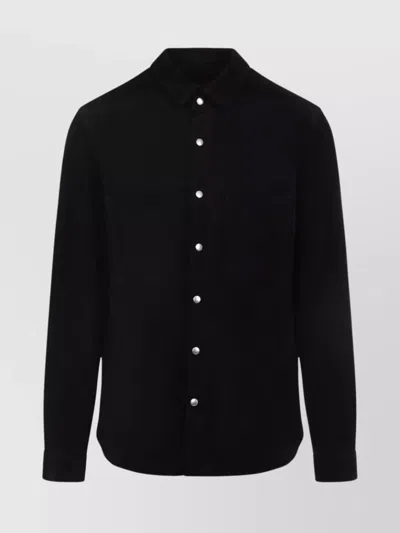 RICK OWENS LEATHER OUTERSHIRT WITH POCKETS AND COLLAR