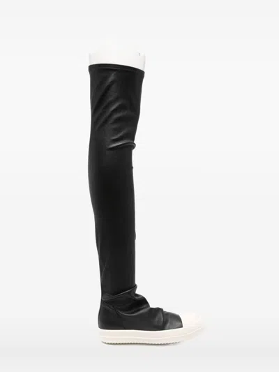 Rick Owens Leather Over-the-knee Sneakers In Black