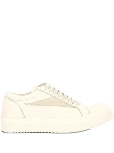 Rick Owens Leather Panel Lace-up Sneakers In Neutral