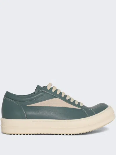 Rick Owens Leather Panel Trainers In Green