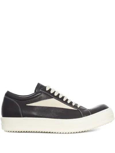 Rick Owens Leather Panel Trainers In Black
