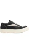 Rick Owens Vintage Leather Sneakers With White Stitching In Black