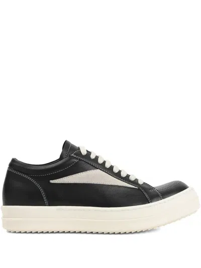 Rick Owens Leather Panelled Sneakers In Black