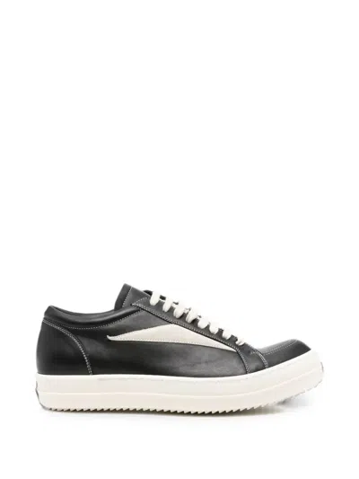 Rick Owens Vintage Full-grain Leather-trimmed Suede And Rubber Sneakers In Black